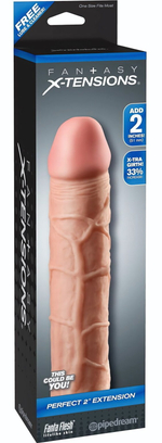 Телесная насадка Fantasy X-tensions Perfect 2 Extension - 20,3 см. (Цвет: телесный)