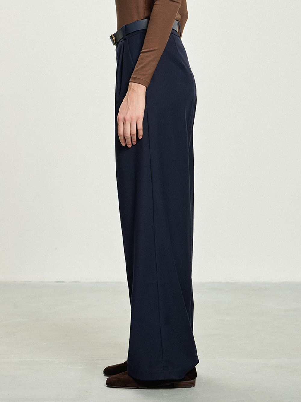 Брюки Палаццо на молнии синяя смесовая шерсть