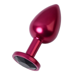 Красный анальный плаг 8,2см с кристаллом черного цвета ToyFa Metal 717008-95