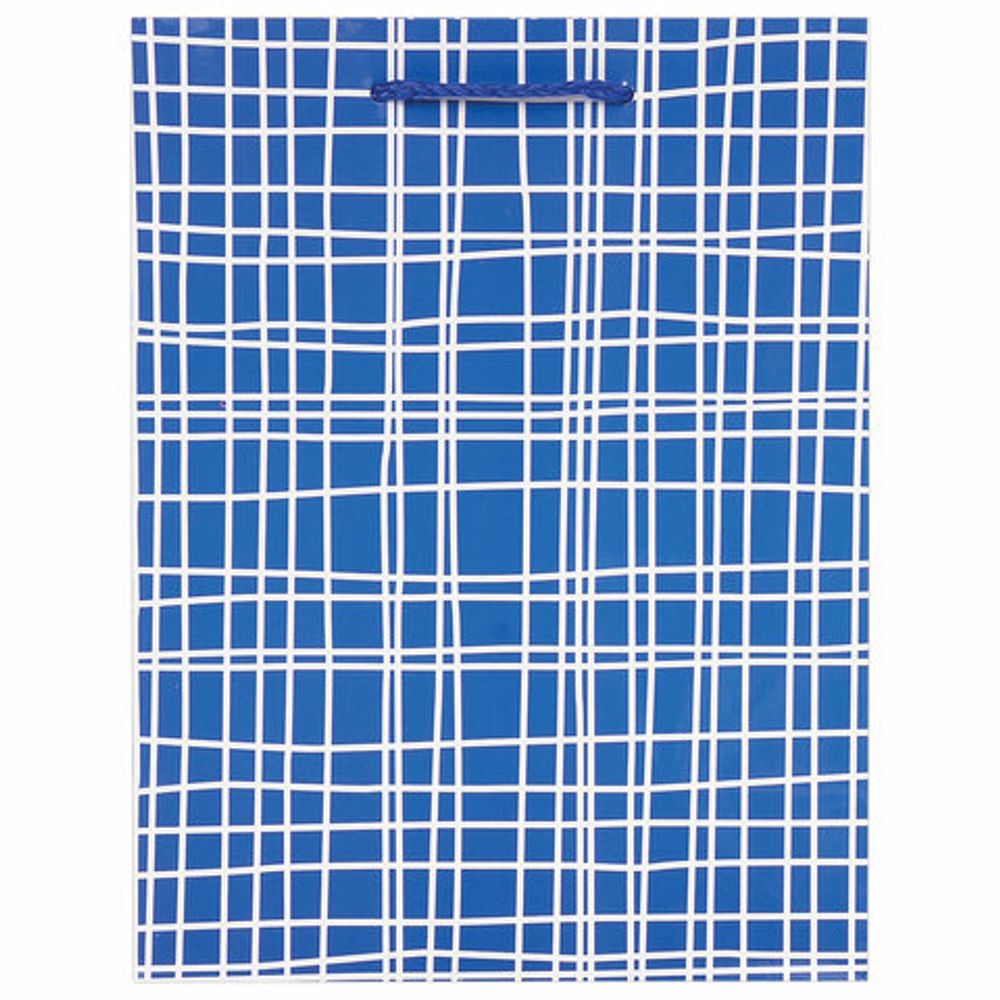 Пакет подарочный 17,8x9,8x22,9 см, ЗОЛОТАЯ СКАЗКА "В голубую клетку", ламинированный, 606597