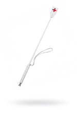 Стек кожаный с окончанием украшенным красным крестом (белый) (Цвет: белый)