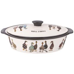 ФОРМА ДЛЯ ЗАПЕКАНИЯ С КРЫШКОЙ "FAMILY FARM" ОВАЛЬНАЯ 3,2 Л 37,5Х22Х15,5СМ