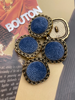 Пуговицы мягкий квадрат состаренное золото с синим бархатом