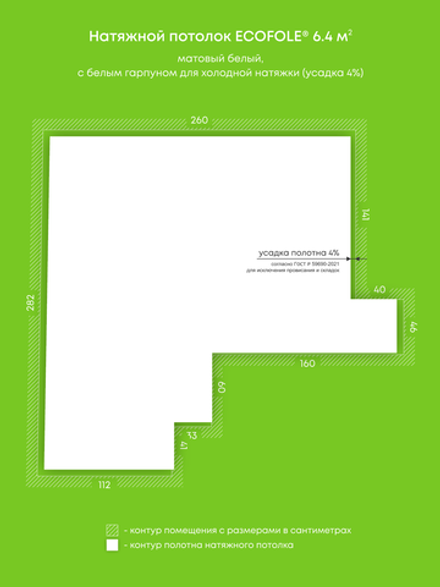 Натяжные потолки 6.4 м2, 3.8 м2