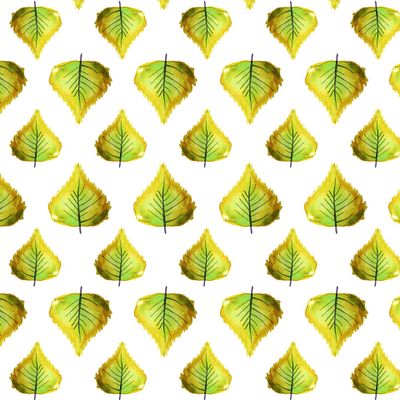 Простой, минималистичный осенний бесшовный паттерн. Акварельный узор с осченними реалистичными листьями