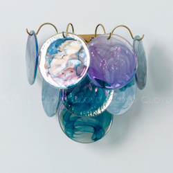 Бра Cloyd LINZE-B W2 / выс. 32 см - латунь - голубое стекло (арт.20483)