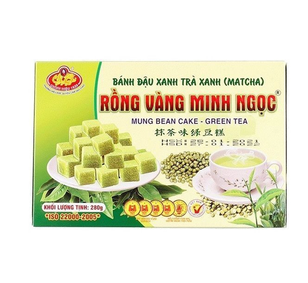 Халва из маша (бобы мунг) со вкусом зеленого чая матча, 280гр., RONG VANG MINH NGOC BANH DAU XANH TRA XANH MATCHA, Вьетнам