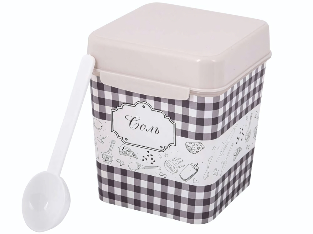 Емкость 1,2л Плетенка (соль) с ложкой