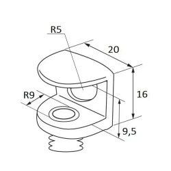 Полкодержатель (держатель для стеклянных полок) толщина 3-9мм никель, комплект 12шт. OTLEX.