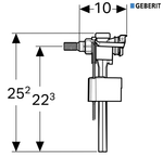 826.383.00.0 Впускной клапан Geberit тип 333, подвод воды сбоку, 3/8", пластик
