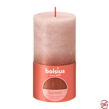 Свеча рустик Bolsius Sunset 130/68 мистический розовый+янтарь - время горения 60 часов