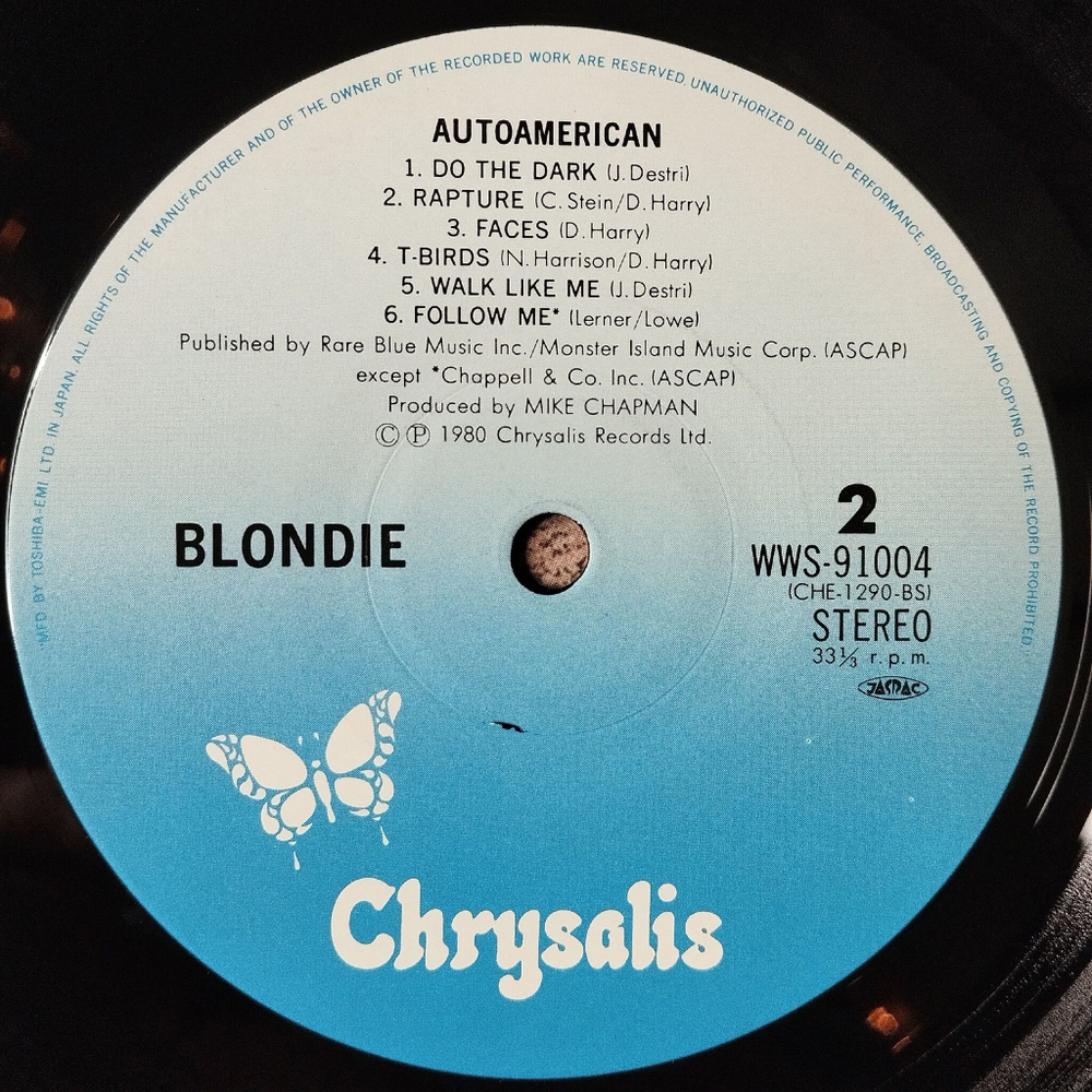 Винтажная виниловая пластинка LP Blondie AutoAmerican (Japan 1980) (No Obi) Angels On The Balcony