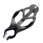 Черно-серебристые зажимы для сосков с кольцом для пениса ToyFa Metal 712050