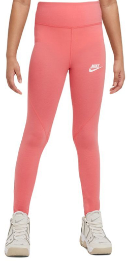 Брюки для девочки Nike Kids Sportswear Favorites High-Waist Leggings - sea coral/white - Orange