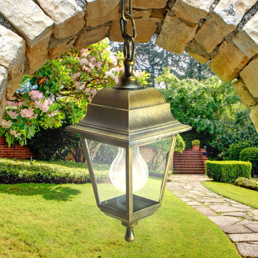 Садово-парковый светильник ЭРА НСУ 04-60-001 бронза 4 гранный подвесной IP44 Е27 max60Вт | Садово-парковые светильники