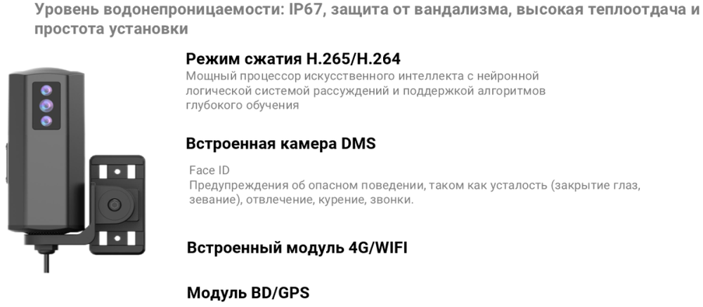 Анти-ДТП терминал контроля поведения водителя погрузчика (DSM + BSD)