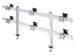ErgoFount TBBS-1200C Настольное крепление back-to-back для 12 мониторов диагональю до 24'' конфигурации 2х3 с зажимом к столу типа "С". Цвет - серебристый