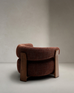 Granite Кресло из коричневого шенилла и массива ясеня в отделке орех