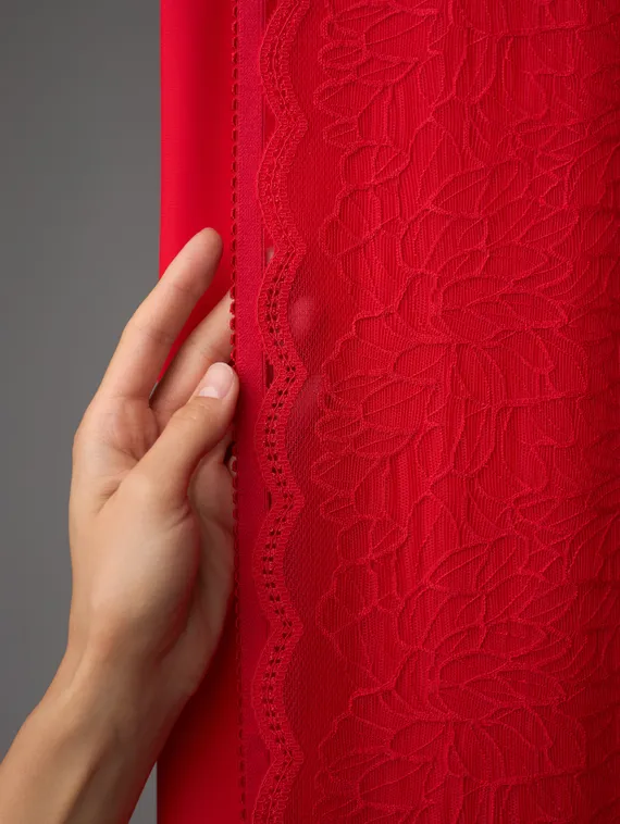 03-295 Кружево эластичное 22 см, красный 100