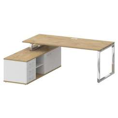 Shift Стол руководителя с опорной греденцией, левый SK.SRG-200 (L) Тиквуд Светлый/Белый Бриллиант 20