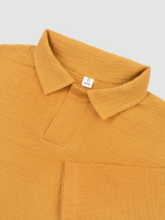 Поло оверсайз с длинным рукавом Mjölk Mustard, из муслина