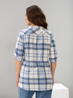 Блузка БЛ-131/клеткаголубая-серебро