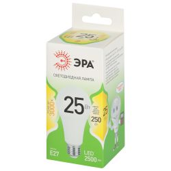 Лампочка светодиодная ЭРА GREEN LINE LED A60-25W-830-E27 GL E27 25 Вт груша теплый свет