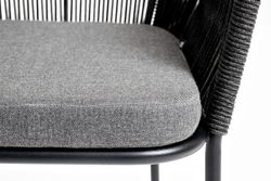 "Лион" стул плетеный из роупа, каркас алюминий темно-серый (RAL7024) муар, роуп темно-серый круглый, ткань темно-серая 027
