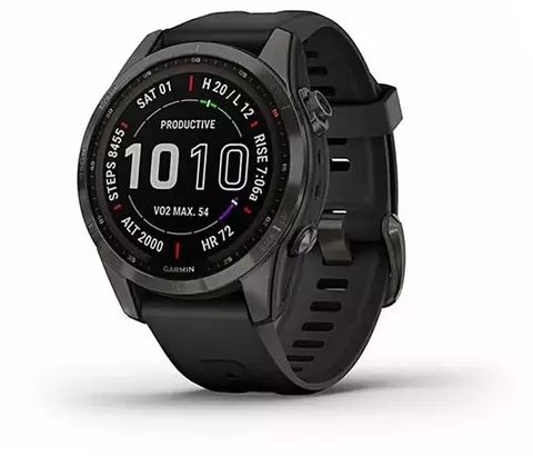 Умные часы Garmin  Fenix 7S Sapphire Solar  Carbon Grey DLC Titanium with Black Band  (010-02539-25)