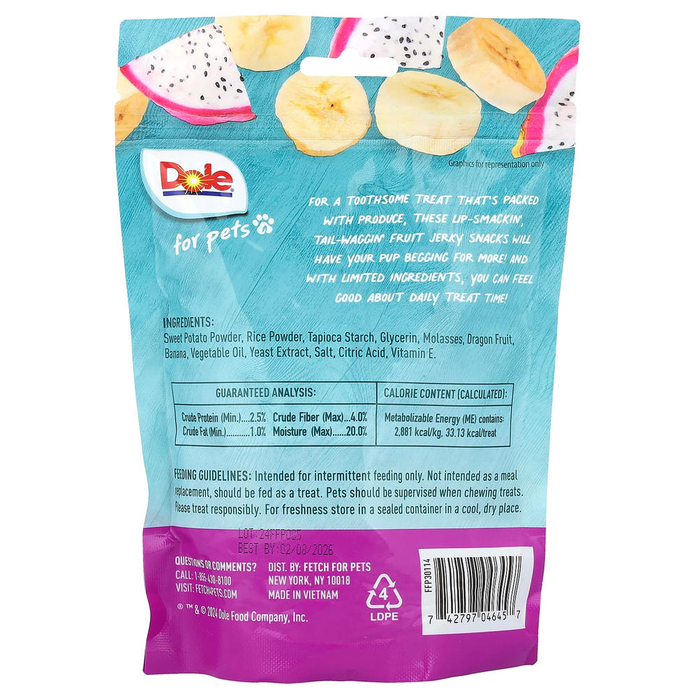 Dole for Pets, Jerky Bites, со вкусом банана и питайи, 170 г (6 унций)