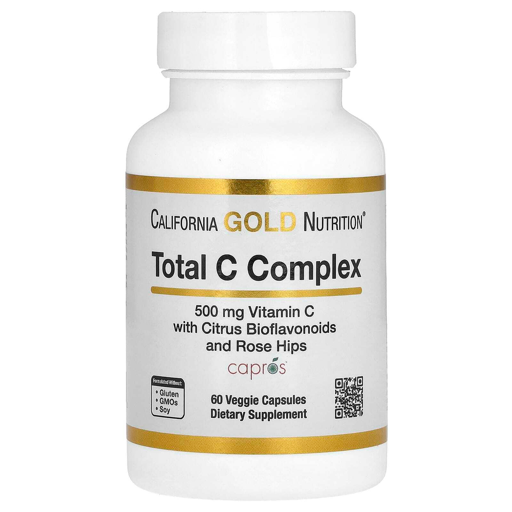 California Gold Nutrition, Total C Complex, комплекс с аскорбиновой кислотой, амлой, цитрусовыми биофлавоноидами и экстрактом шиповника, 500 мг, 60 растительных капсул