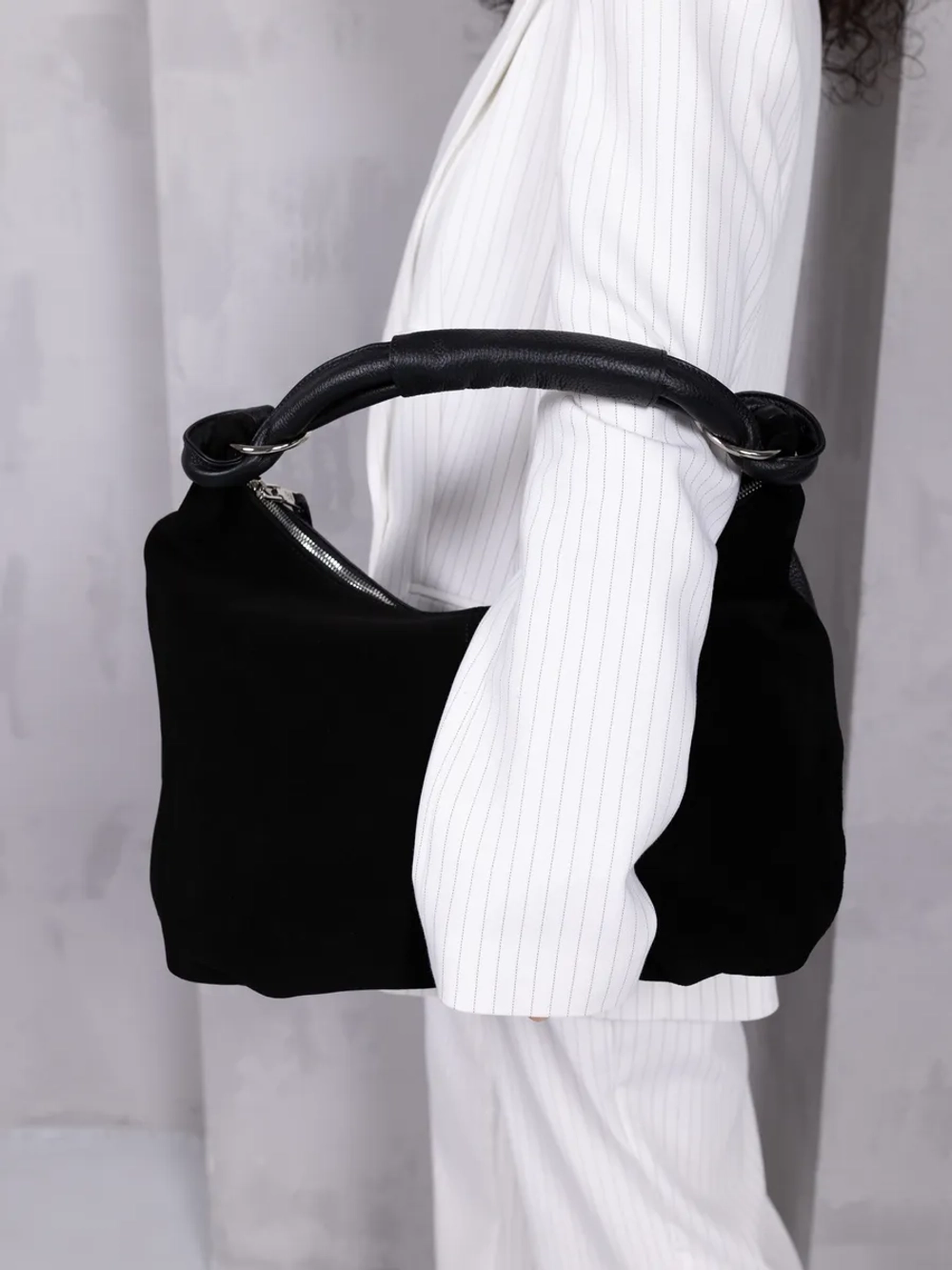 сумка через плечо шоппер натуральная замша