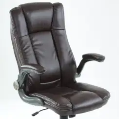 Кресло Barneo K-24 для руководителя коричневая кожа, газлифт 3кл, PU-R57