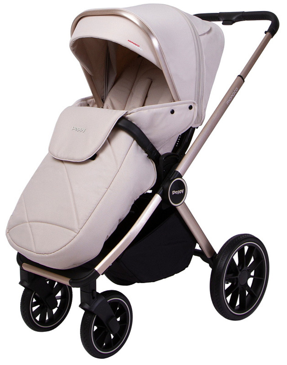 Детская коляска Peppy Monaco GP 3 в 1 с автокреслом Rise Beige рама беж