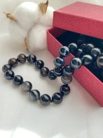 Бусы из натурального черного агата колье ожерелье