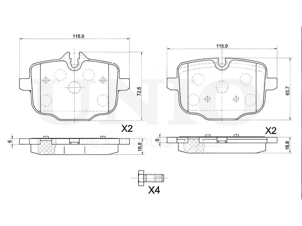 Колодки тормозные диск. задние UNIO BRP-20150