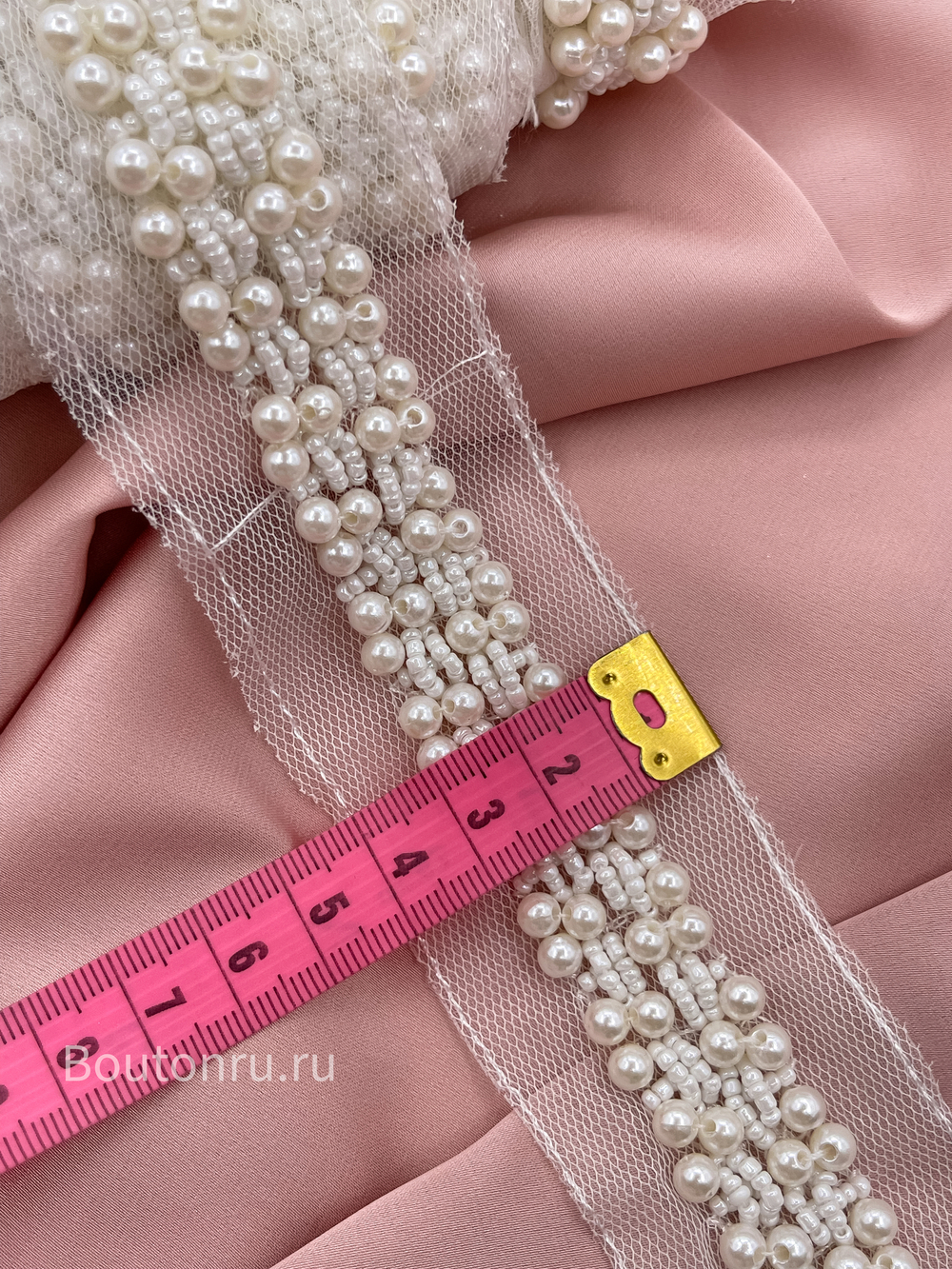 Тесьма жемчуг на сетке 4 см