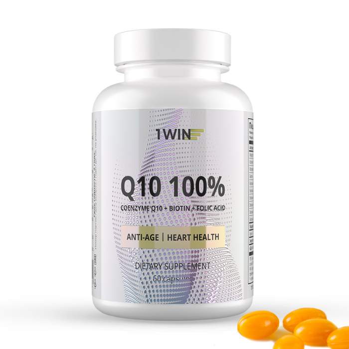 Коэнзим Q10 с биотином и фолиевой кислотой, CoQ10+Biotin+Folic Acid, 1Win, 60 капсул