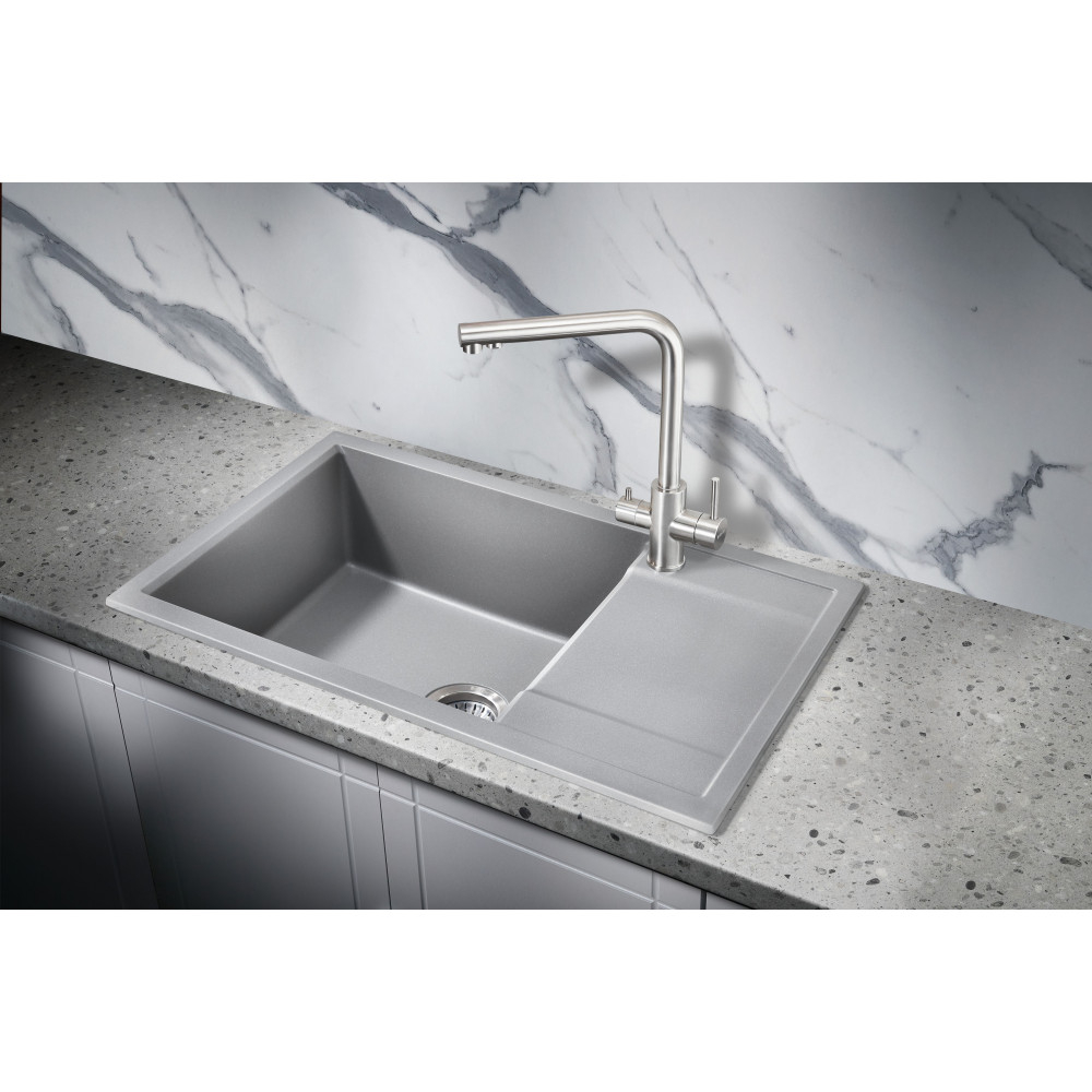 Мойка для кухни MILACIO Navarra 78 Cuarzo MC.77053, серый металлик