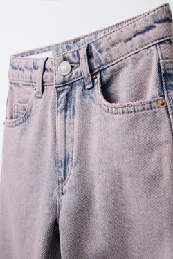 ZARA ДЖИНСЫ WIDE LEG С ЭФФЕКТОМ ПОТЕРТОСТИ, РОЗОВЫЙ