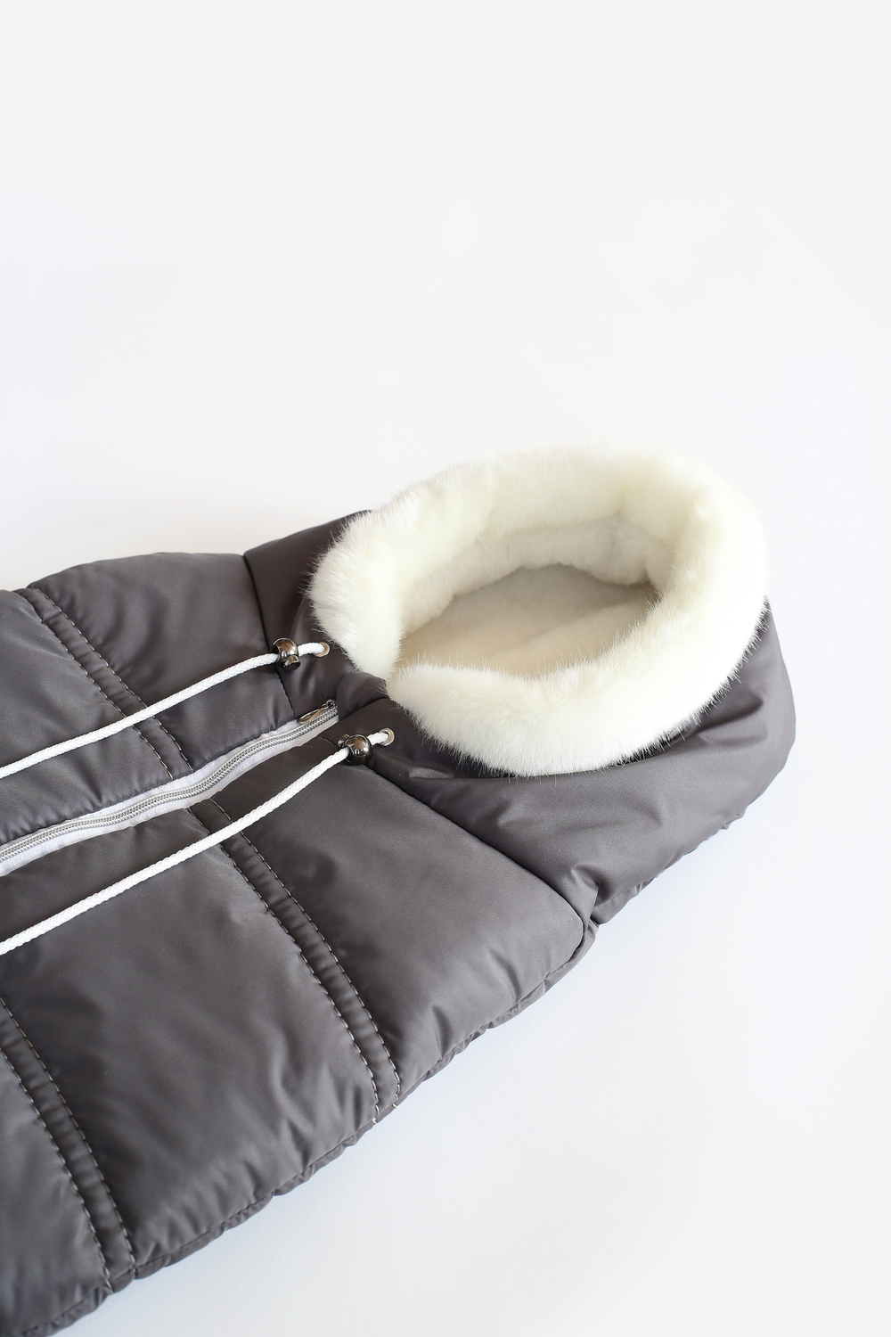 Конверт зимний для новорожденного - Норка (серый)