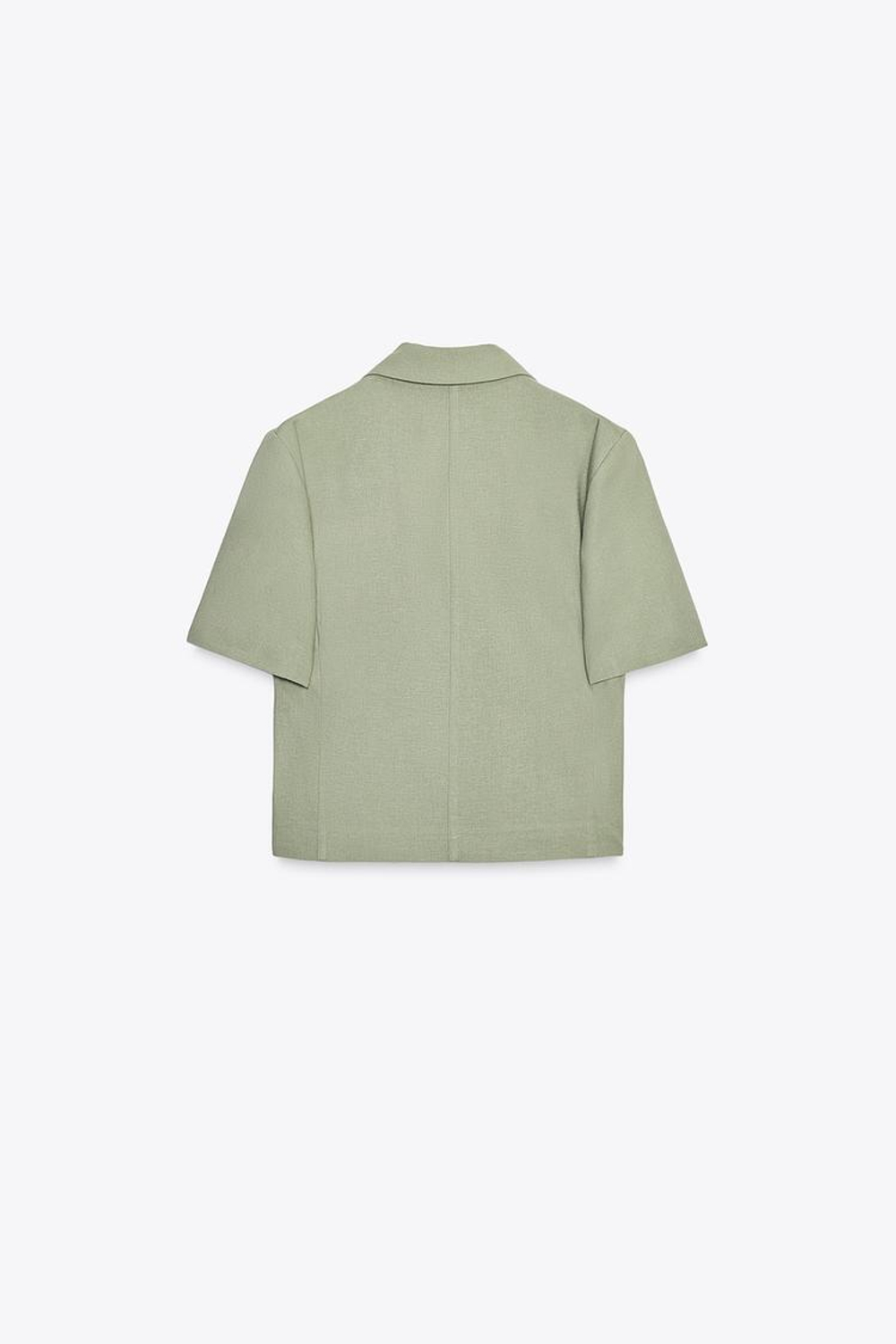 ZARA БЛЕЙЗЕР ИЗ ЛЬНА С КОРОТКИМИ РУКАВАМИ, СВЕТЛЫЙ ХАКИ