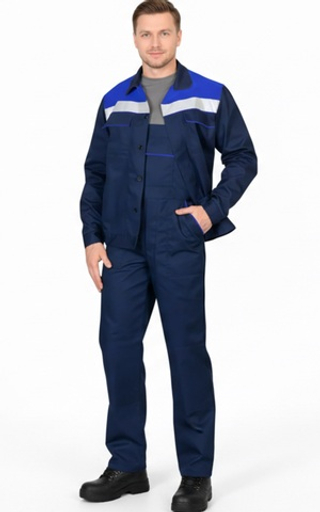 Костюм АСПЕКТ/СТАНДАРТ куртка, брюки т.синий с васильковым
