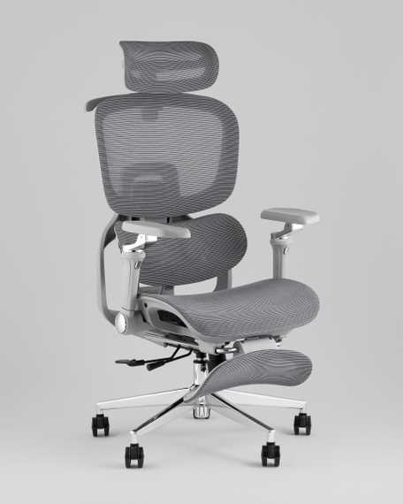 Кресло офисное TopChairs Prodigy с оттоманкой серый