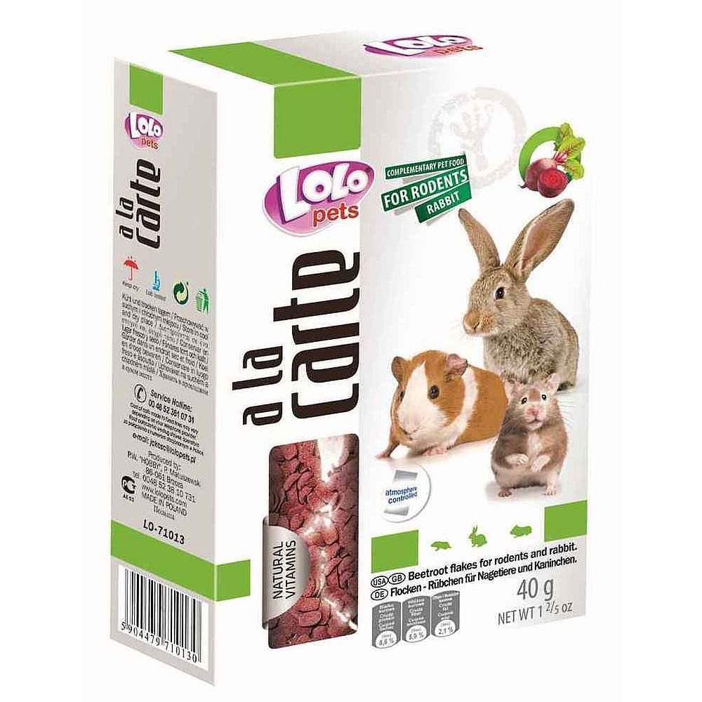LoLo PETS A la carte для грызунов и кроликов хлопья свекольные 40 г