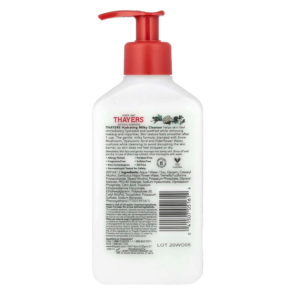 Thayers, Увлажняющее очищающее молочко, снежный гриб, без отдушек, 237 мл (8 жидк. унц.)