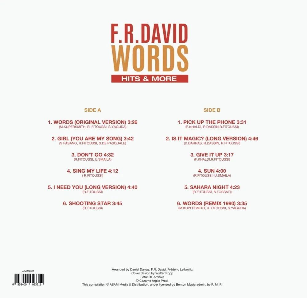 F.R. David. Words Hits & More (LP) новая запечатанная виниловая пластинка