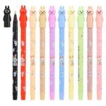 Ручка шариковая, масляная, Basir, цветные чернила, цветной корпус с фигуркой зайчика, набор 10 шт