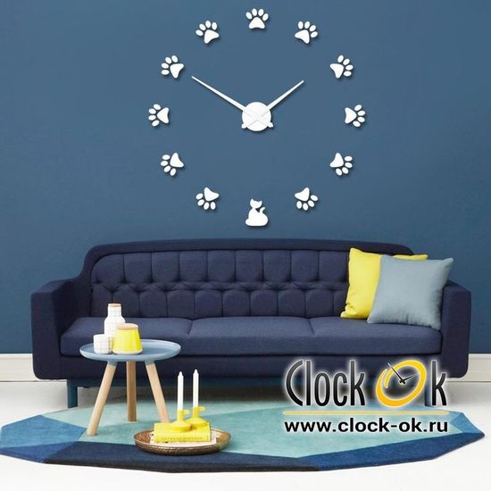 Настенные 3D часы Кошачьи лапки