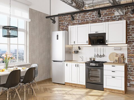 Прямая модульная кухня Лофт-05 Super White - Дуб Вотан 2140*2000*600